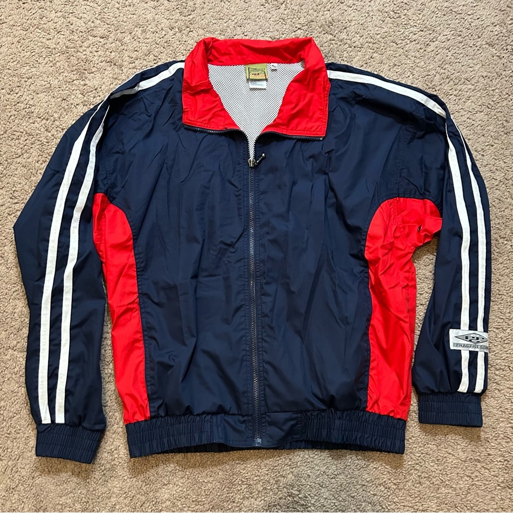 Prince Navy and Red Track Jacket 90s Vintage Official Practice Gear Medium